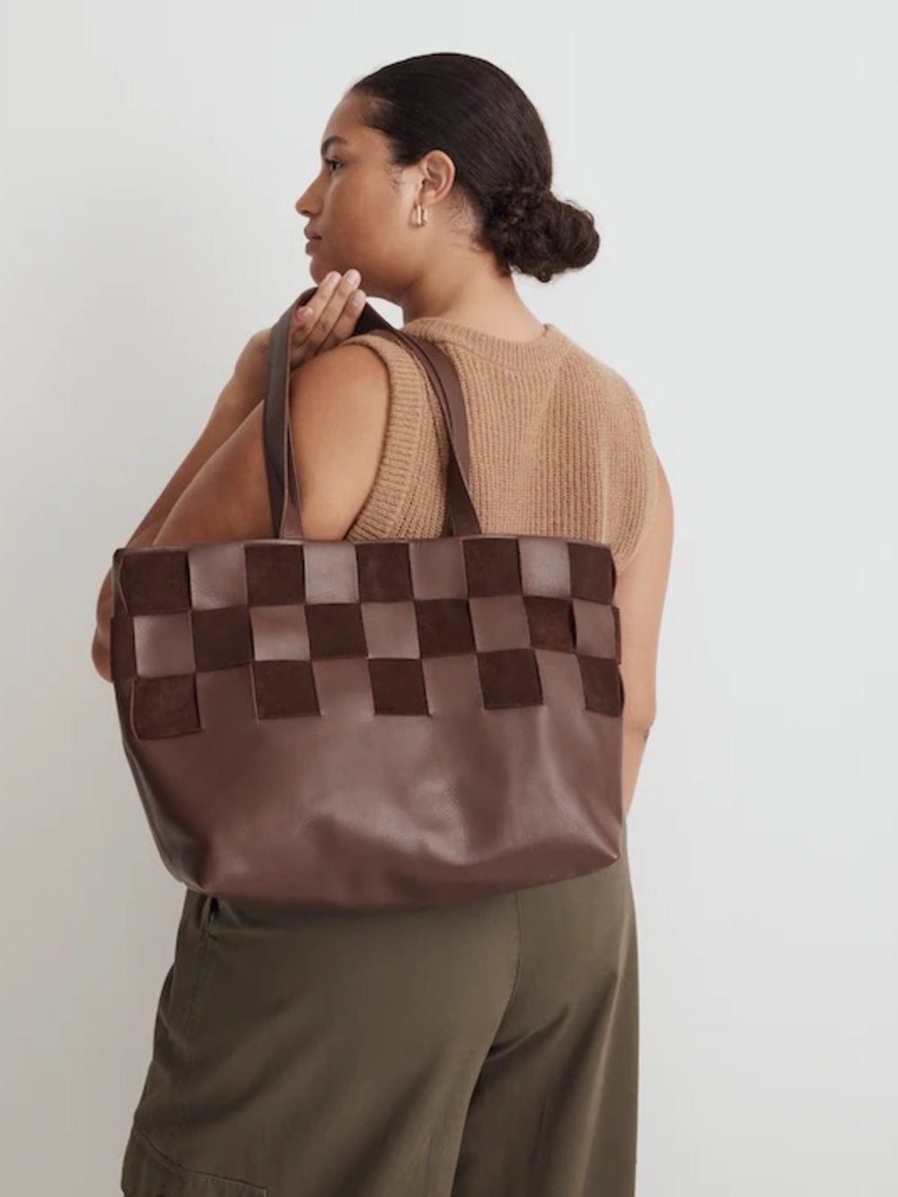 Madewell The Basketweave Tote in Leather and Suede - Picture 3 of 7